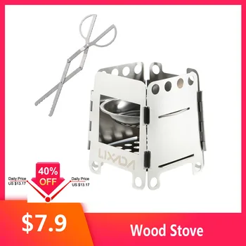 

Lixada Portable Camping Stove Lightweight Folding Wood Stove Pocket Alcohol Stove with Folding Log Grabber Tweezers Outdoor