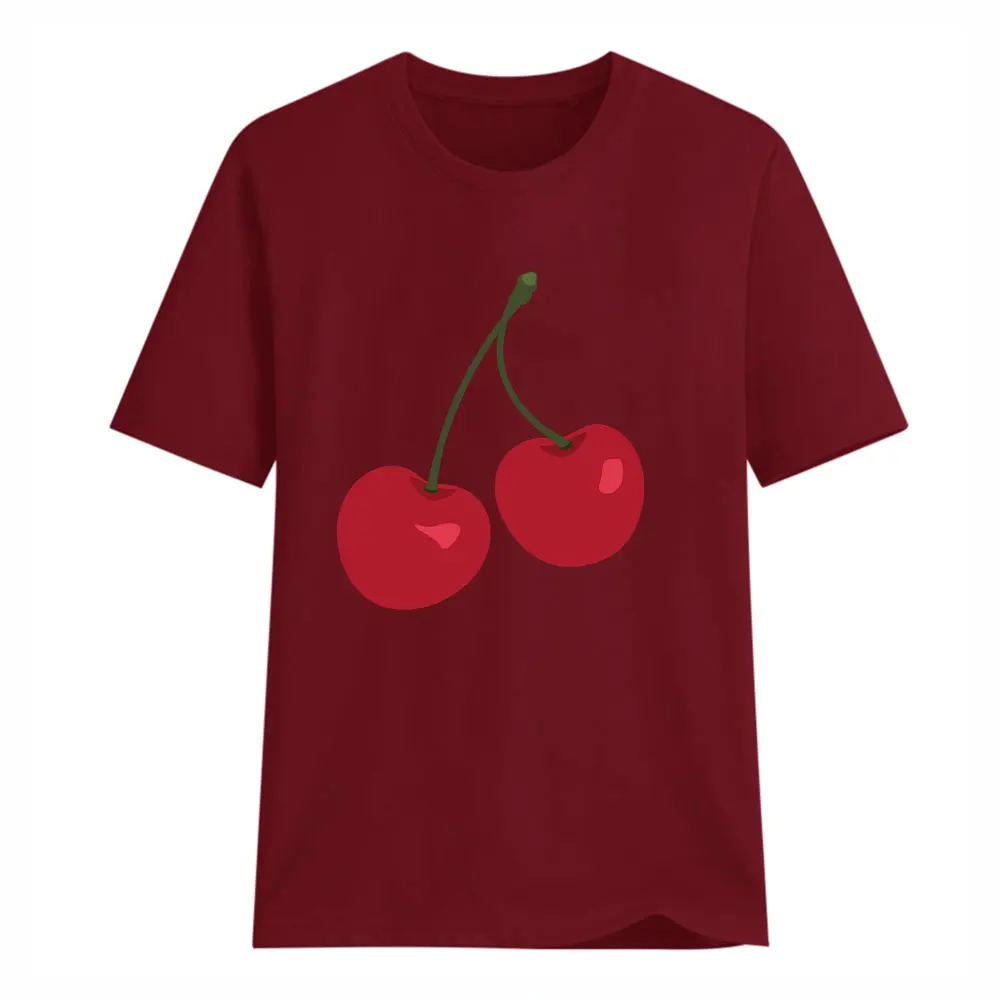 Женская футболка с принтом вишни, короткий рукав, круглый вырез, женские топы, хипстер, хипстер, Tumblr, футболка, Camisa Feminina