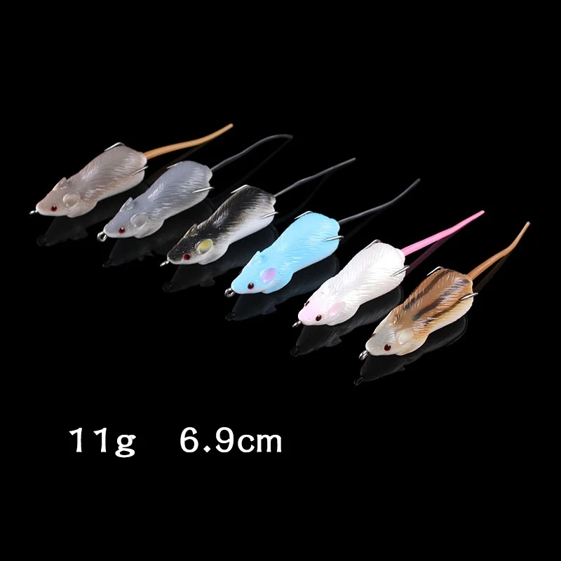 

3D Lifelike Mouse Lure 7cm 11g Fishing Lures Treble Hooks Topwater Ray Frogs Artificial Crank Strong Artificial Soft Bait