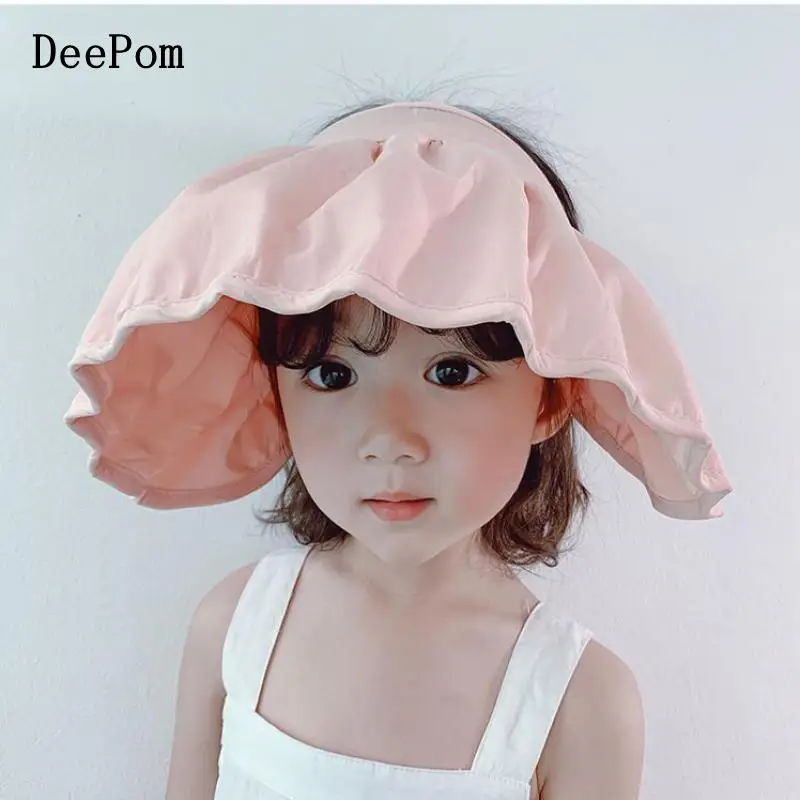 

DeePom Summer Hats For Girls Children Empty Top Sun Protection Sunshade Foldable Bucket Hat Korean Headwear Shell Beach Hat New