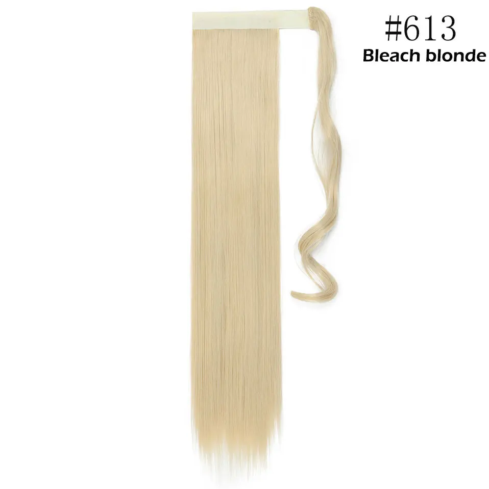 S-noilite 1" /24"/2" длинный зажим в конский хвост наращивание волос обернуть вокруг конский хвост Синтетический поддельный хвост шиньон для женщин - Цвет: bleach blonde