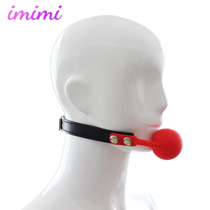 Adult Slave Games Open Mouth Gag Ball for Couple Leather Mouth Gag Erotic Oral Fixation Stuffed Flirting SM Sex Toys for Woman