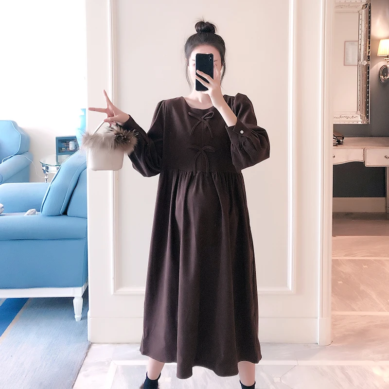 9351# Весна Корейская мода для беременных длинное платье плиссированная свободная одежда для беременных женщин элегантная одежда для беременных