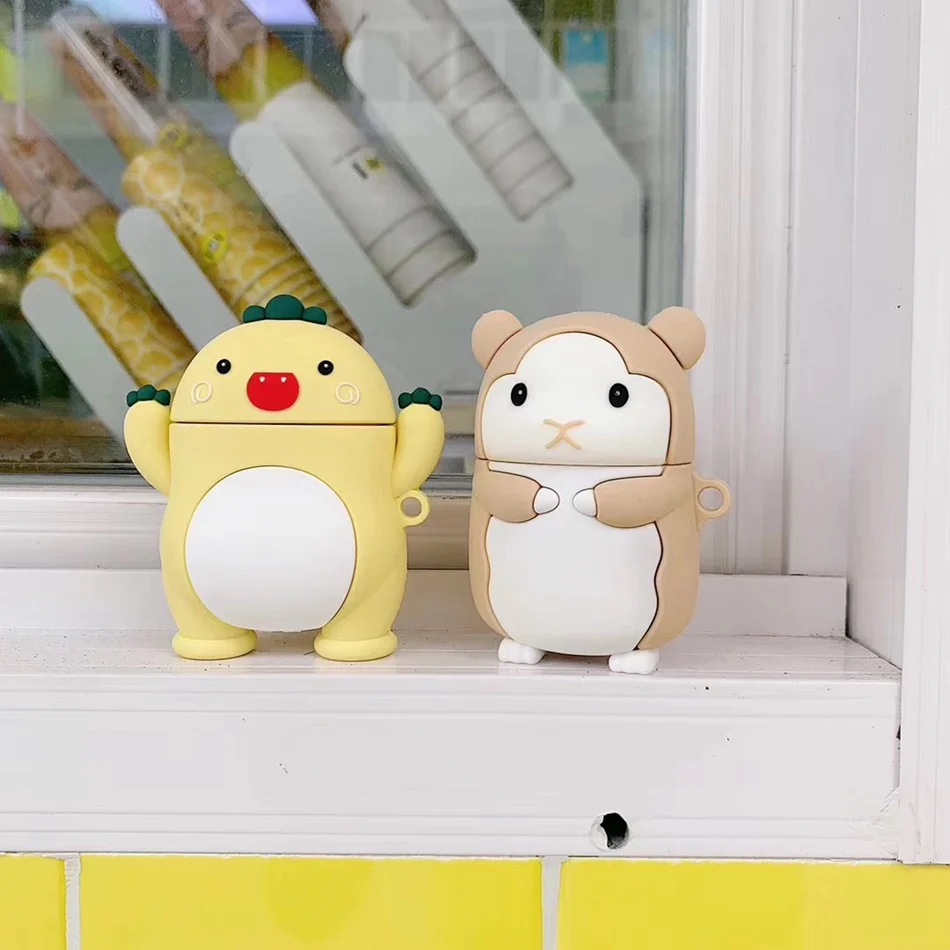 

3D Squirrel Bear Silicone Earphone Case For Airpods 2 Case Cute Pig Animals Cartoon Cover For Apple Air pods Case For Earpods