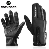 ROCKBROS Touch Screen Bike Gloves Winter Thermal Windproof Warm Full Finger Cycling Glove Anti-slip Bicycle Gloves For Men Women 1