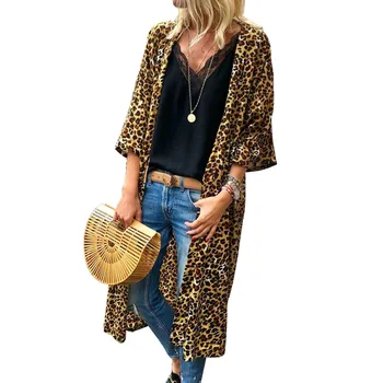 

2019 Summer New Pattern Women Loose Coat Printing Leopard Print Cardigan