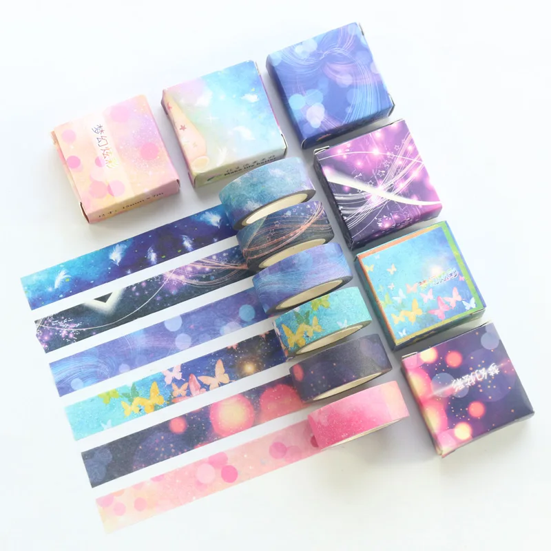 

Domikee creative sky star pattern Japanese bullet journal planner decoration washi tape roll kids craft DIY masking tape 15mm*7m