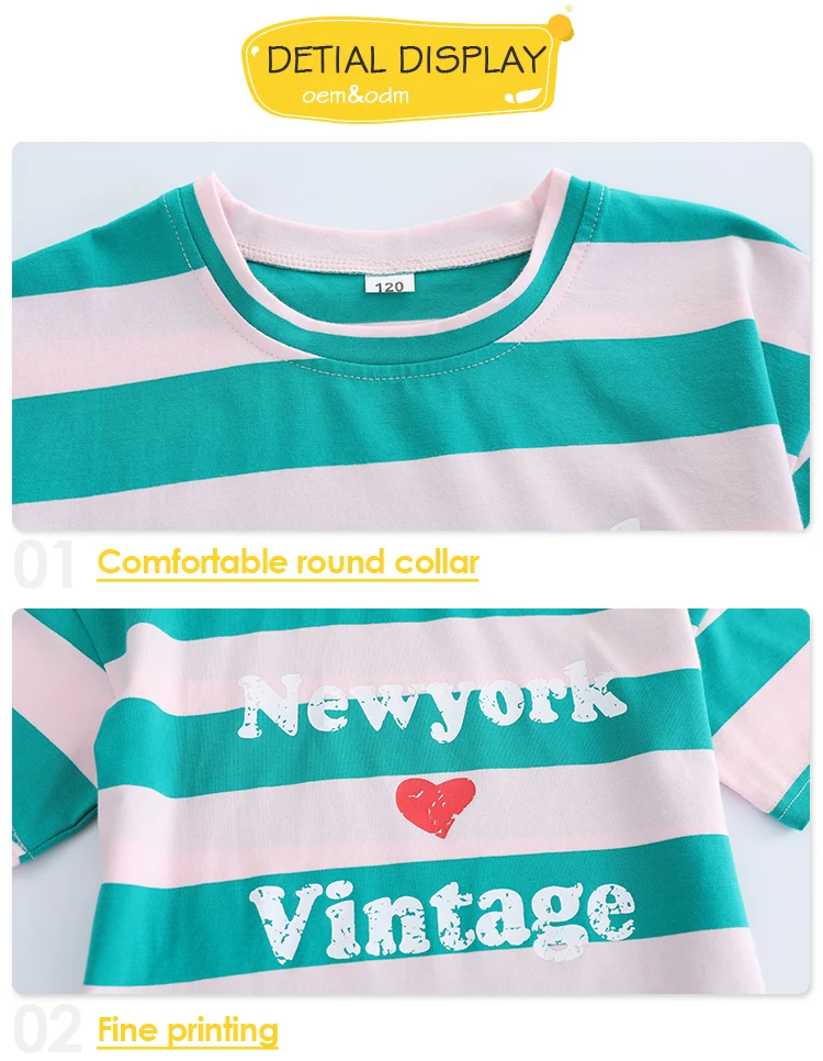 Summer Wear Striped T-Shirt + Distressed Jeans Outfit Street Style Kids Girls 2Pcs Clothes Set Kids Girl Clothing Set For Kids