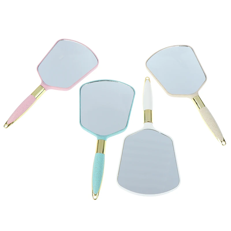 Cute Plastic Vintage Hand Mirrors Makeup Vanity Mirror Rectangle Hand Hold Cosmetic Mirror With Handle For Gifts