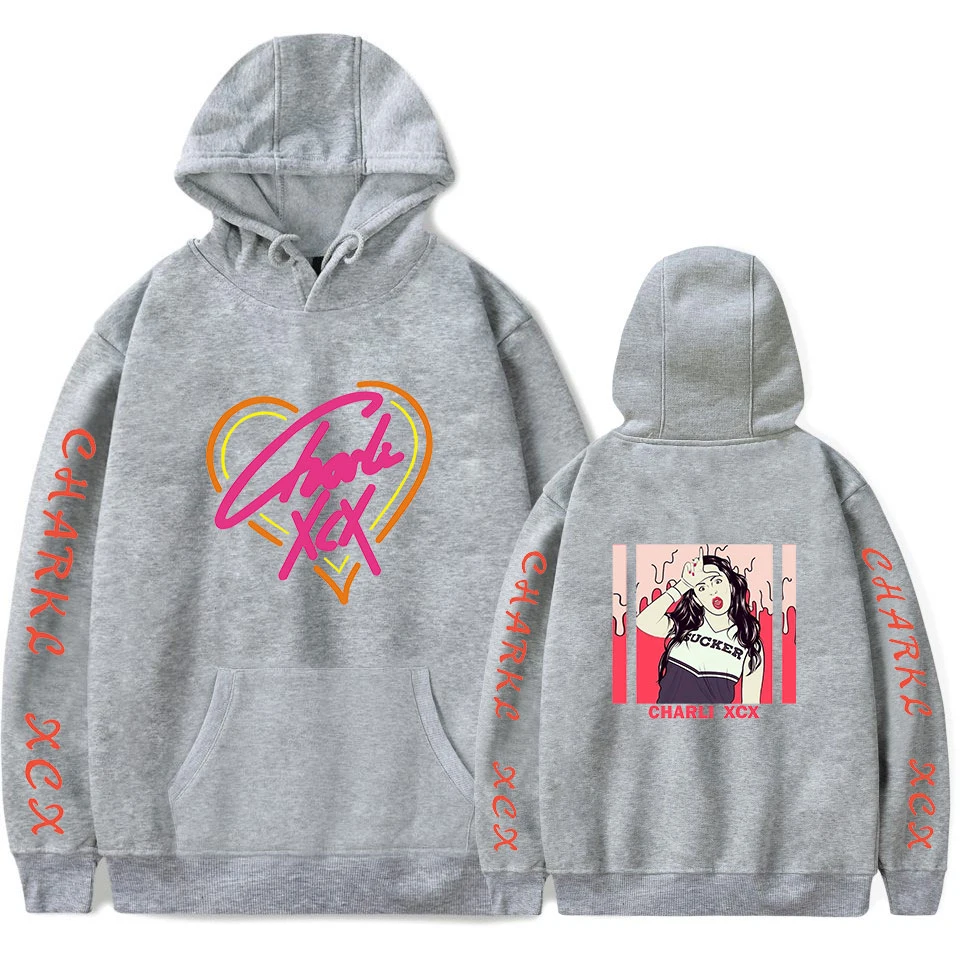 Подходит Charli XCX толстовки для мужчин и женщин с горячей печатью Harajuku толстовки Charli XCX худи женские осенние пуловеры повседневные серые толстовки