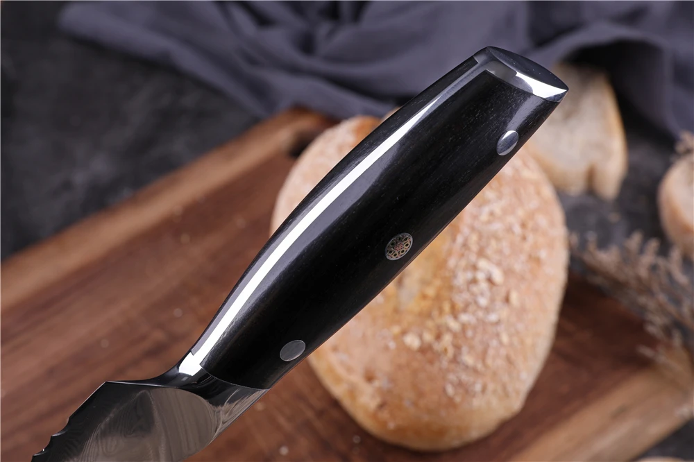 8 дюймов дамасский нож для хлеба для тостов профессиональный инструмент повара vg10 сталь очень острый с ручкой из черного дерева палисандр