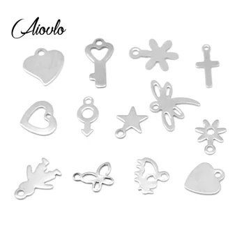 

50pcs/lot stainless steel Silver Color European Bracelets Charm Pendants Fashion Jewelry Making Findings DIY Charms Handmade