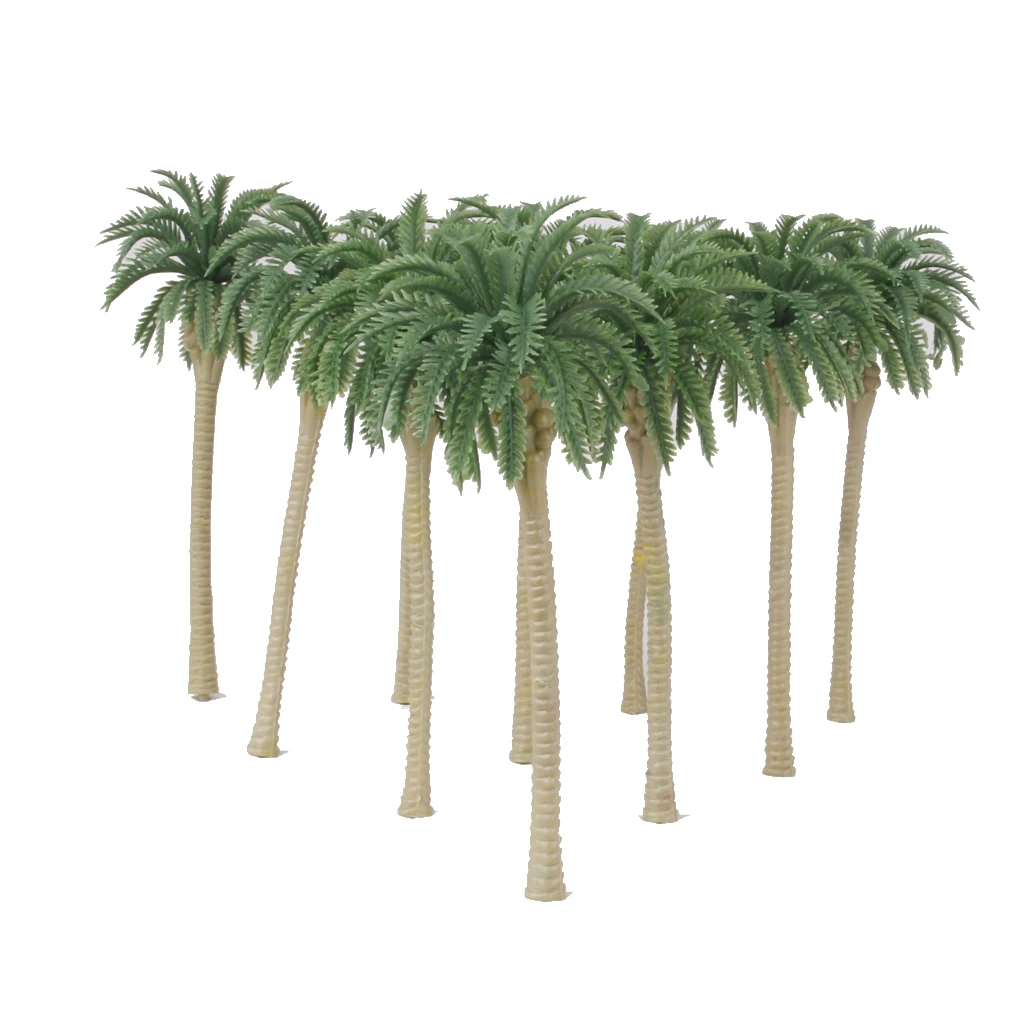 10 Plastic Model Trees Artificial Coconut Palm Trees Rainforest Scenery 1:65