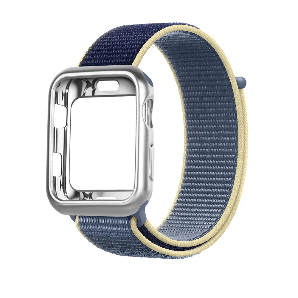 Чехол+ ремешок для apple watch band apple watch 5 4 band 44 мм 40 мм correa 38 мм iwatch band 42 мм нейлоновый браслет pulseira 3 - Цвет ремешка: Alaskan Blue