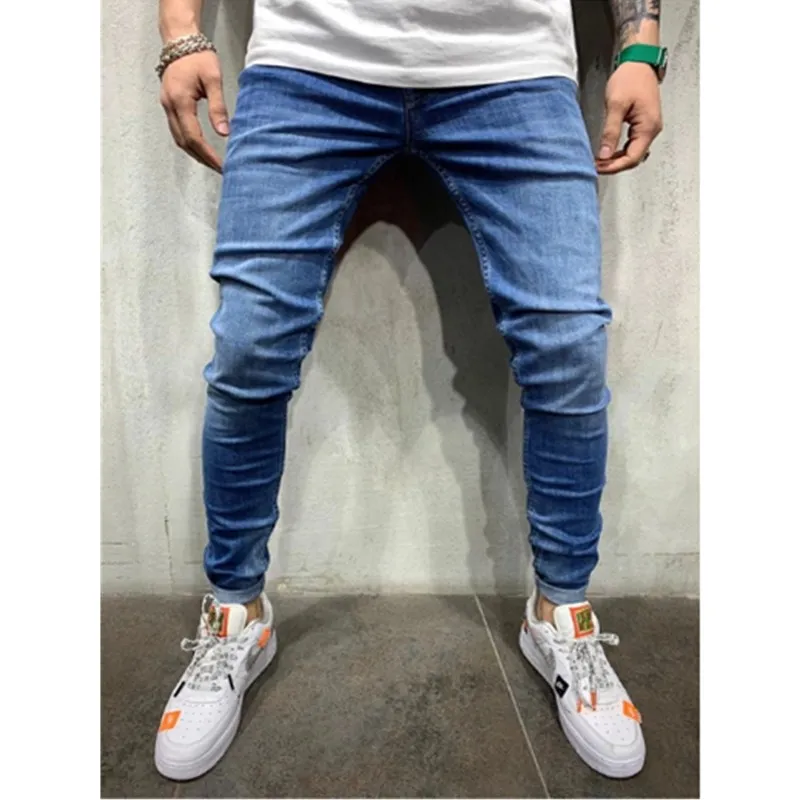 2019 hot men's skinny jeans slim jeans men's non-tear stretch denim trousers elastic waist plus size European trousers 2019 hot men's skinny jeans slim jeans men's non-tear stretch denim trousers elastic waist plus size European trousers
