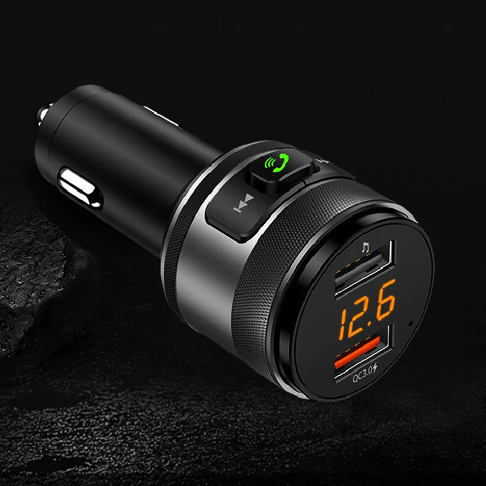 Автомобиль со системой «Хендс-фри» и Bluetooth Беспроводной 12 V-24 V FM передатчик Dual USB QC3.0 быстро Зарядное устройство Bluetooth Музыка u-диск TF карта плеер