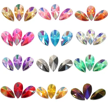 

8x13mm 100pcs Teardop Flatback Pointed Acrylic Rhinestone Buttons Droplet Decorate DIY Y3544