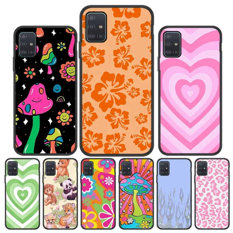 Love Heart Case For Samsung A52 A51 A71 Case Cute Panda Case For Samsung A50 A70 A12 A21S A32 A72 A31 A21 A22 A30 Silicone Cover