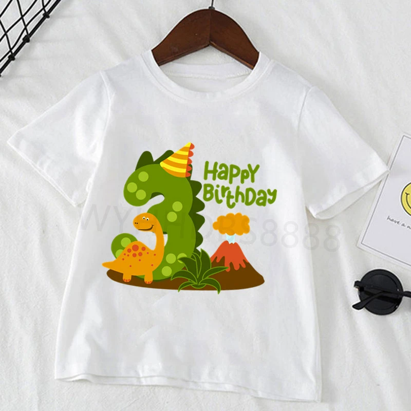 Huelga Perenne principalmente Camiseta blanca con dibujos de dinosaurios para niños y niñas, playera con  número de cumpleaños de 24M 8, regalo de cumpleaños|Camisetas| - AliExpress