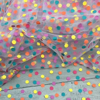 

Sewing fabric TUTU dot point mesh fabric rainbow dot mesh fabric tulle skirt mesh fabric for diy woman blouse and dress 1 Yard