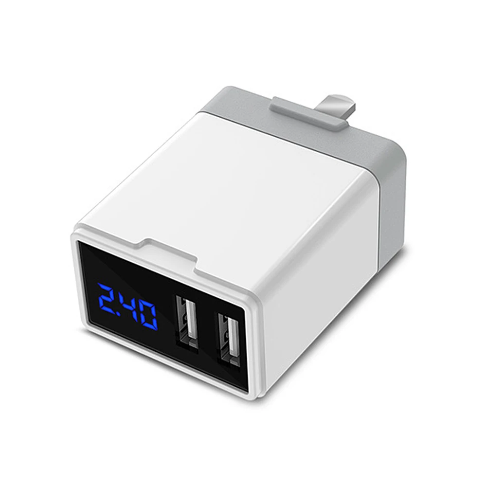 US White Универсальный USB Зарядное устройство 5V 2.4A светодиодный цифровой двойной европейского и американского Быстрый зарядный дата-Зарядное устройство зарядное устройство для мобильного телефона для включения в Зарядное устройство для iPhone X Xiaomi samsung - Тип штекера: US White