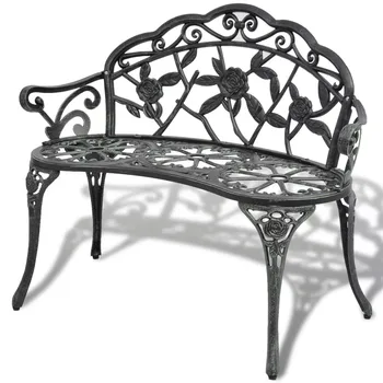

vidaXL Garden Bench 100 cm Cast Aluminium Green Love seat cast aluminum leisure chair park yard bench garden seat V3