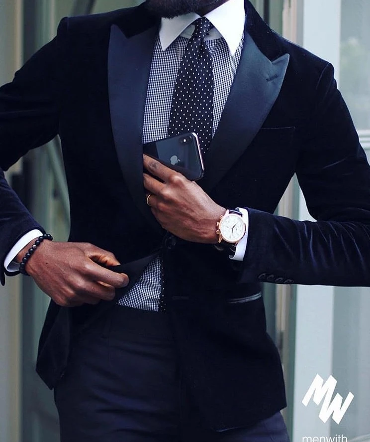 Новая мода на заказ одежда жениха темно-синий Пик нагрудные бархатные смокинги свадебные костюмы для мужчин 2 шт.(пиджак+ брюки+ галстук - Цвет: as the image
