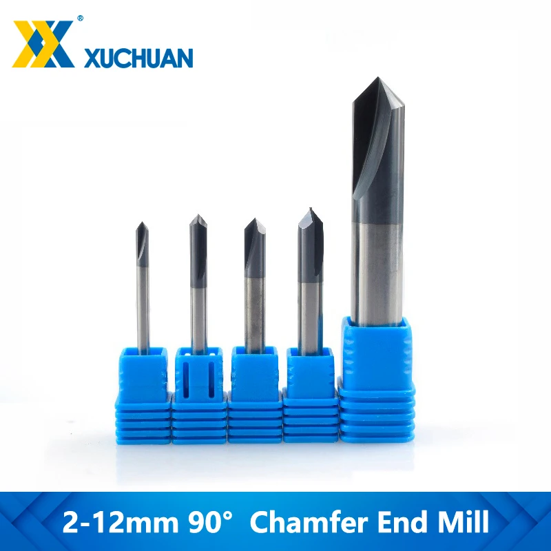 Chamfer End Mills CNC Machine Router Bit 2-12mm 90 Degree 2 Flute Milling Cutter