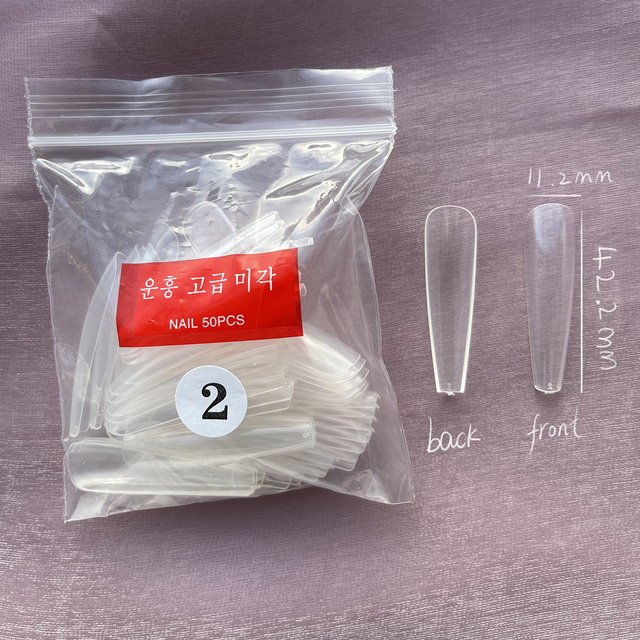 Fake Nails Extend Transparent Ballet Long False Nails Art With Glue UV Press On 50PC Full Cover Tips for Nail Ofessionals