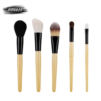 

MITOOLS 2019 new 5pc yellow makeup brush set solid wood handle foundation mix powder makeup brush makeup tools