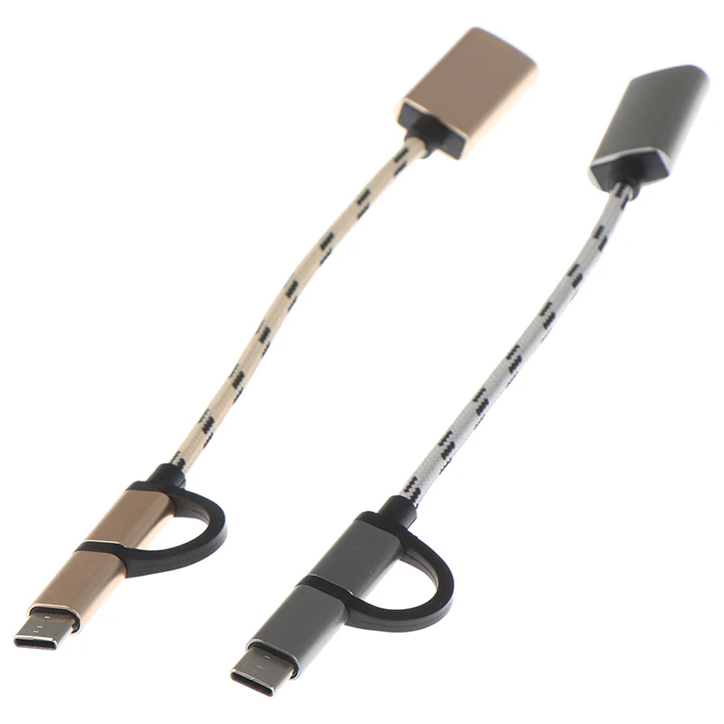 2 в 1 USB 3,0 OTG Кабель-адаптер для samsung нейлоновая оплетка Micro usb type C адаптер синхронизации данных