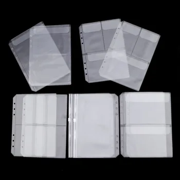 

10 Pack A5 Binder Pocket with 6 Holes Binder Sleeves PVC Document Filling Bags Binder Folders - Fit for 6 Rings Notebook