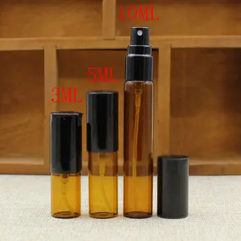 

3ML Mini Amber Glass Bottle Spray Atomizer Perfume Bottle Empty Parfum Sample Tralve Bottle Vials