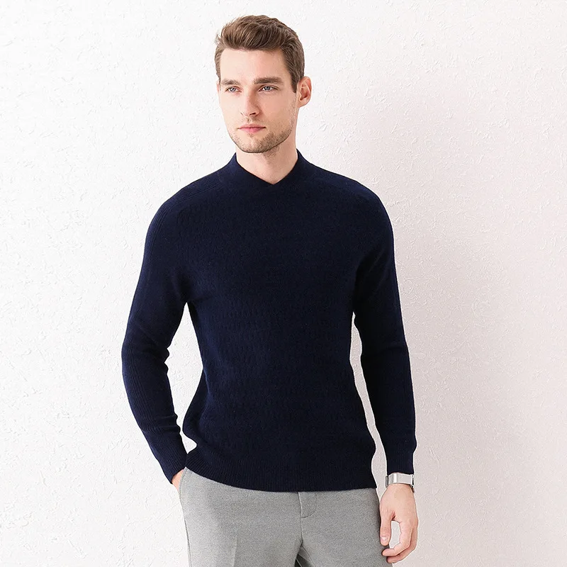 

Autumn And Winter New Style Men Woollen Sweater Half-Turtle-Neck Pullover Warm Sweater Loose Collar 100% Wool Base Sweater