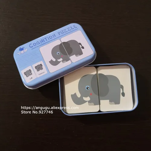 MG09-Animal Деревянные игрушки для детей детские деревянные пазлы с железной коробкой насекомое ферма животные Монтессори игрушки для девочек мальчиков MG149 - Цвет: MG09-Animal
