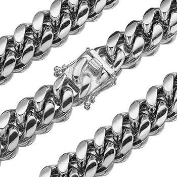 

8-18MM Charming 316L Stainless Steel Silver Color Miami Cuban Curb Link Chain Necklace Or Bracelet Mens Womens Jewelry 7-40INCH