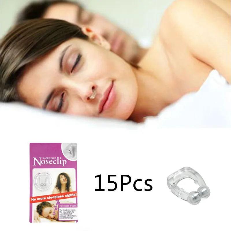 

15Pcs Anti Snore Nose Clip Silicone Magnetic Snoring Stoper Sleep Noise Guard Device with Case