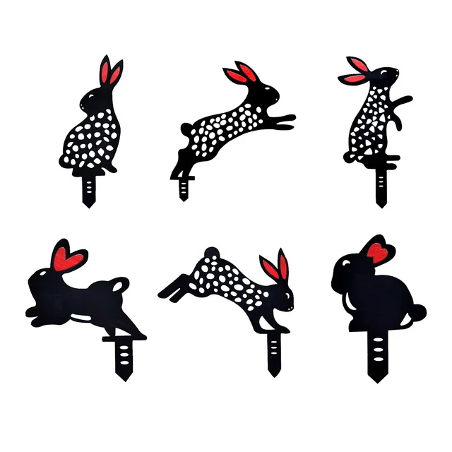 1Pc Húsvéti Fém Nyúl Vasművészet Kültéri Kerti Háztáji Gyeptáblák Dekoráció A Kertészeti Díszek Udvarához - Image 2