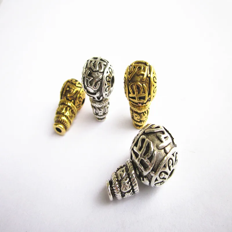 2 комплекта 4 шт Тибетский серебристый цвет Ом Мани Падме Хум буддизм гуру бусины