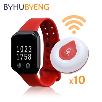 

BYHUBYENG Wireless Calling System Charge Watch Pager Cheap Easy Operate Receiver Wrist Restaurant Waiter Vibrating Table Service