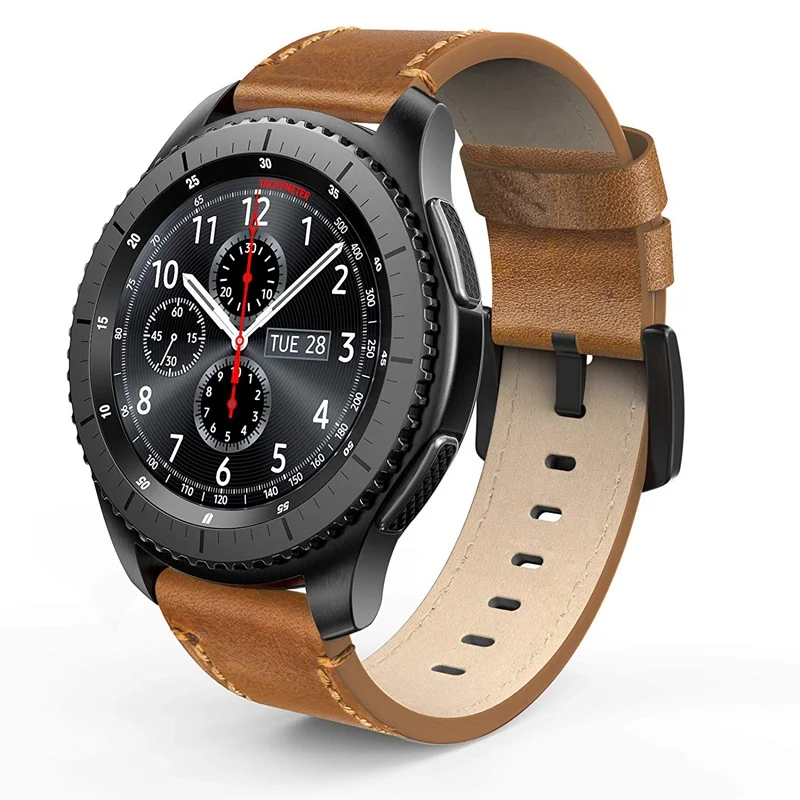 Ремешок из натуральной кожи для Samsung gear s3 ремешок часов Galaxy Watch 46 мм аксессуары