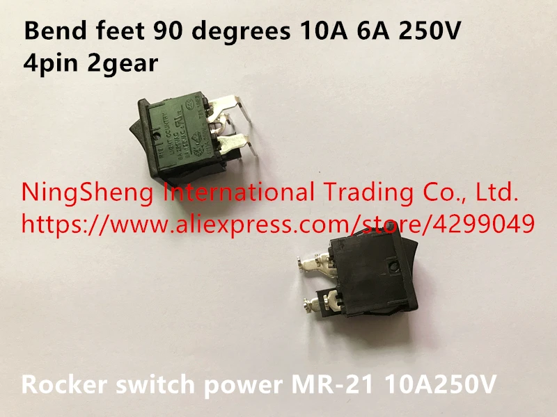 Nuovo Originale Di 100% Di Importazione 2Gear 4Pin Piedi Curva Di 90 Gradi 10A 6A 250V Rocker Switch Interruttore Di Alimentazione Mr-21