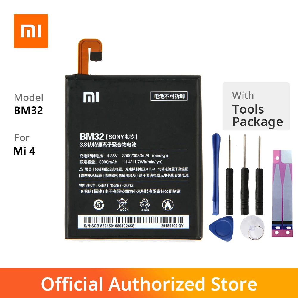 

Original Xiaomi BM32 Mi4 Phone battery For Xiaomi Mi4 Mi 4 3080mAh Mobile Phone Replacement Lithium Polymer BM32 Battery