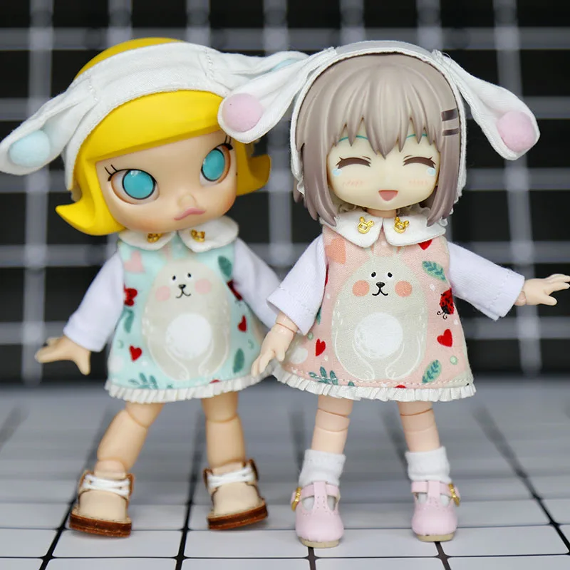 Кукла 1/12bjd одежда милый головной убор юбка футболка с длинным рукавом трусики