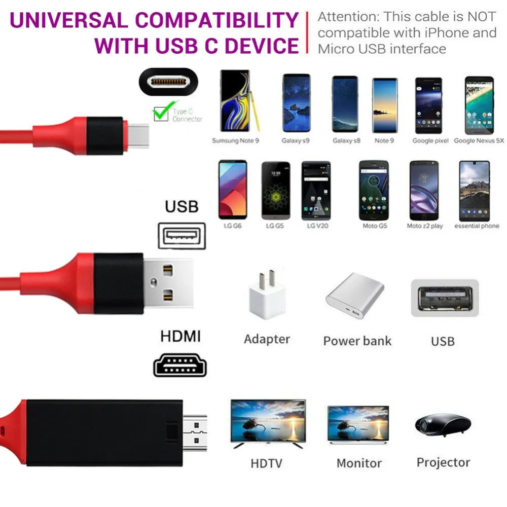 Ultra HD USB 3,1 type-C к HDMI HDTV Кабель-адаптер 2 м 4 к* 2 к Hdmi кабель для samsung S9 S8 S10 Note 8/9 huawei Mate10 P20 Macbook