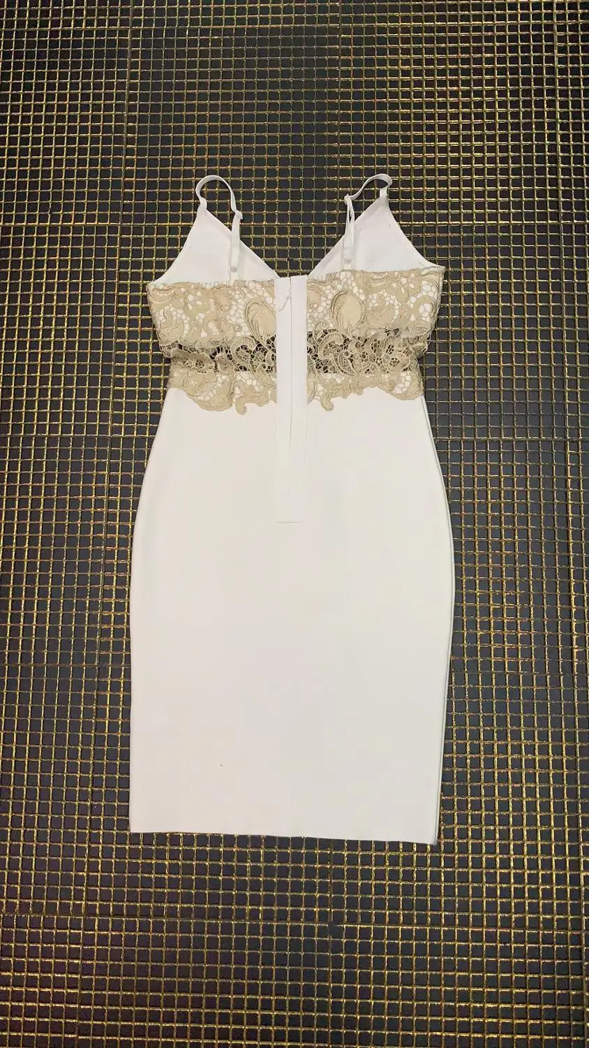Высокое качество знаменитости белый скольжения район Бандажное платье Ночной вечерние элегантное платье