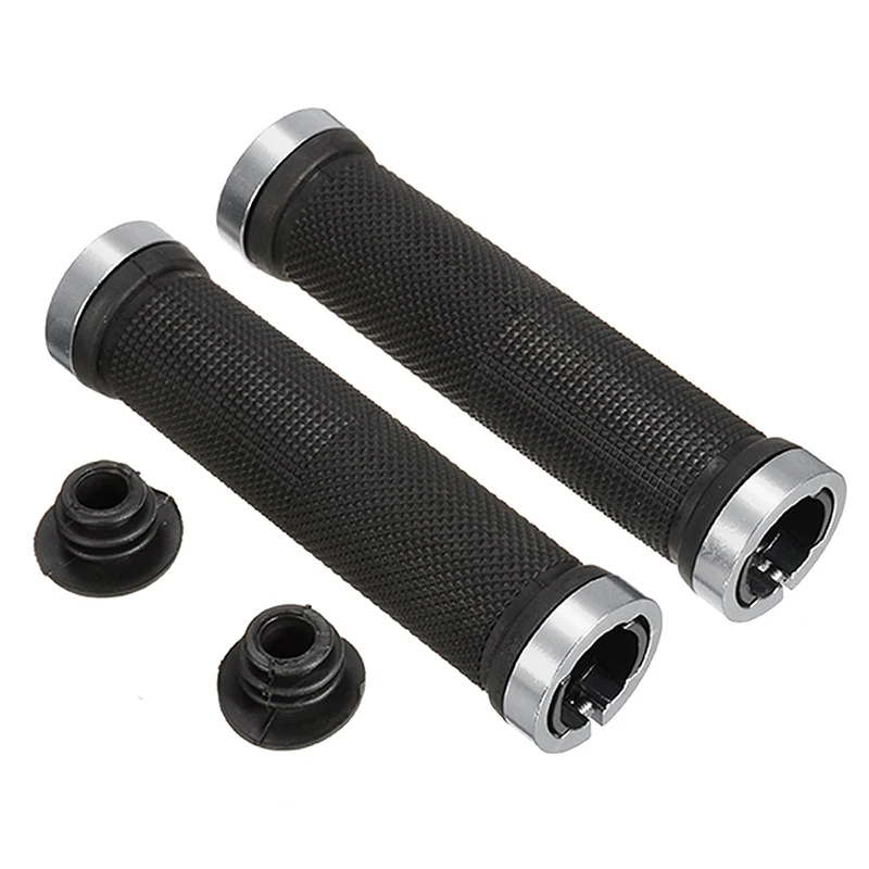 1Pair 13cm Bicycle Grips Bike Handlebar Grips Lock-on Fixed Gear Rubber Aluminum Alloy Handlebar Handle Bar End Bicycle Part