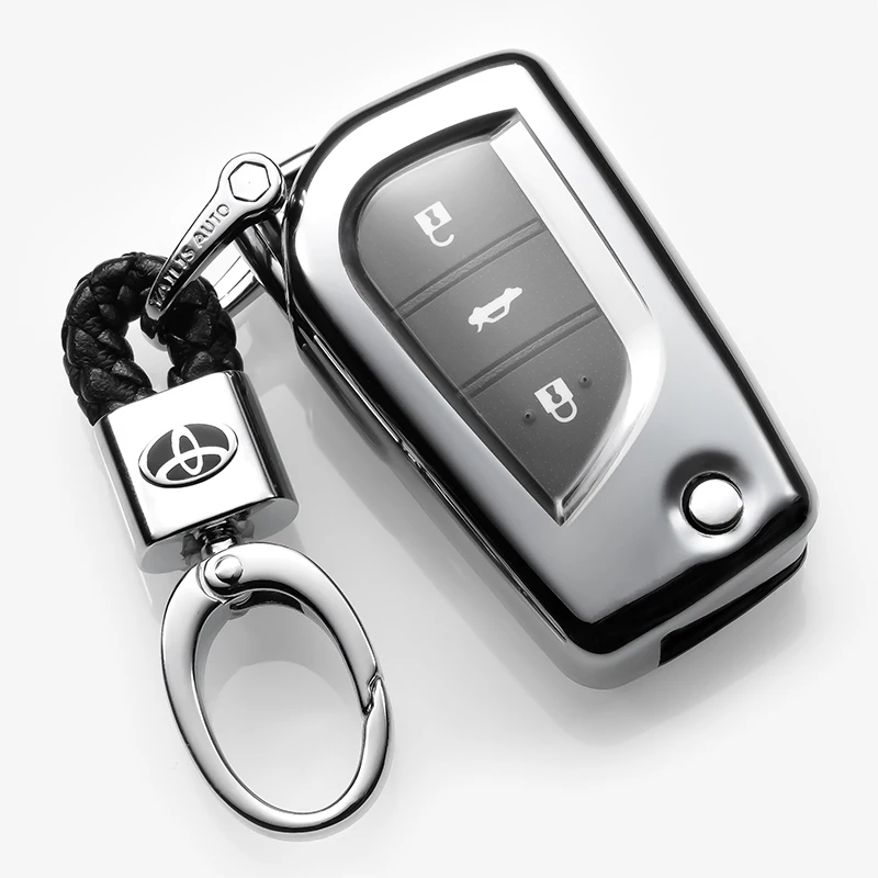 1 Чехол для ключей автомобиля Toyota Avensis Corolla Prius Camry Vitz RAV4, защитный чехол-брелок из хромированного ТПУ для пульта дистанционного управления - Название цвета: 1