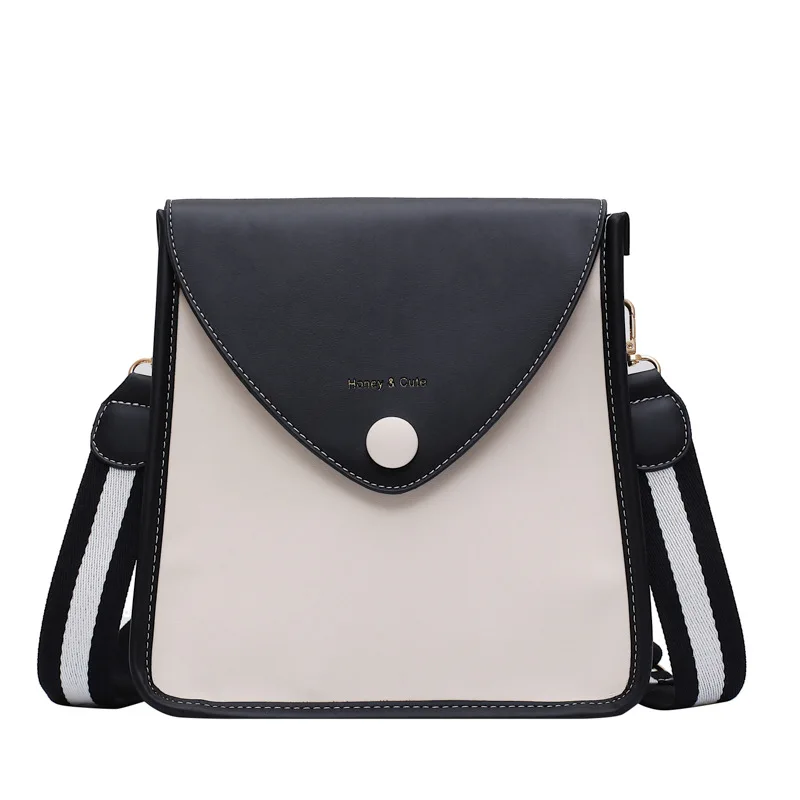 

High Grade Sense Western Style WOMEN'S Bag CHIC Contrast Color Broadband Small Bag 2019 New Style Hipster Shoulder Square Sling