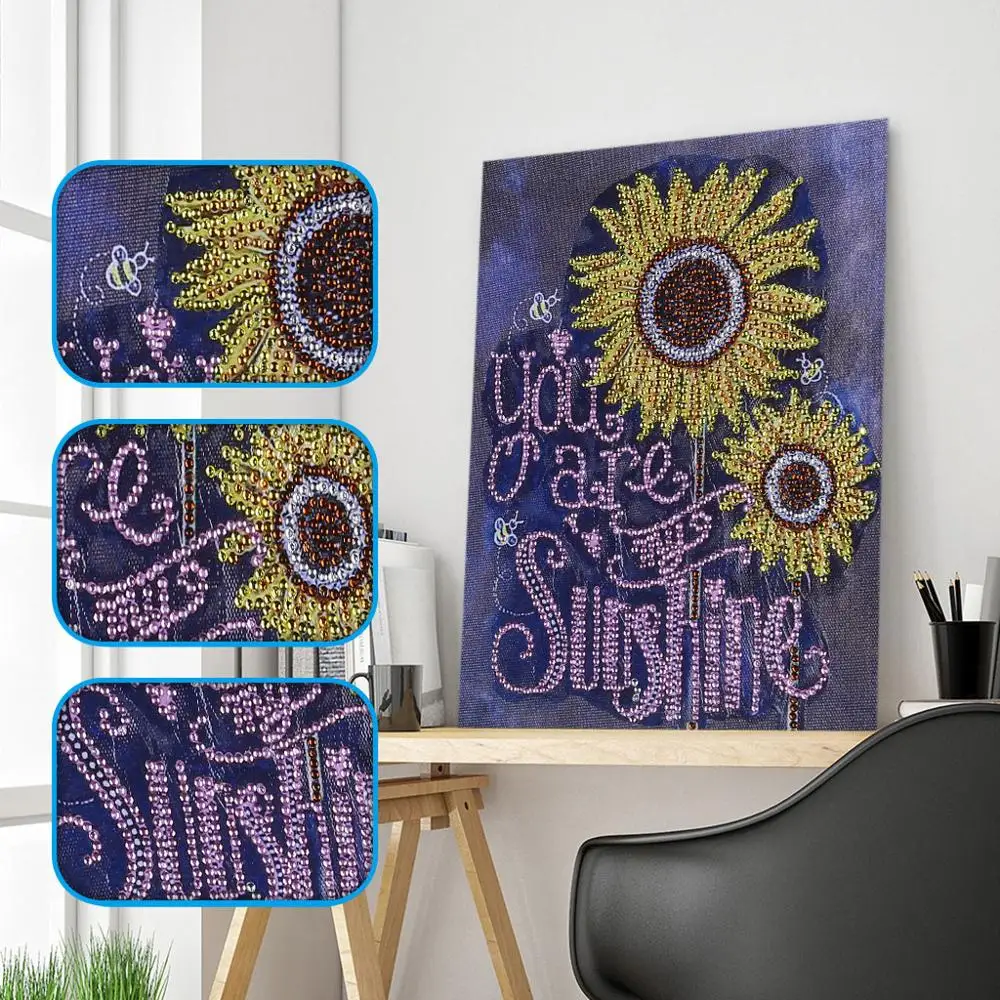 5D DIY Special Shaped Diamond Painting Sunflower You Sunshine Embroidery Mosaic Craft Kit Home Decoration Living Room Bedroom | Дом и сад